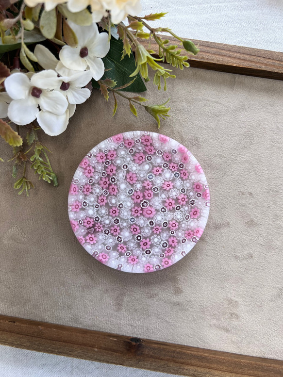 【美品未使用】ベネチアンガラス 小皿ミルフィオリ φ77 ピンク ハンドメイド ベネチアングラス ミルフィオリのミニプレート ピンク③ 小皿
