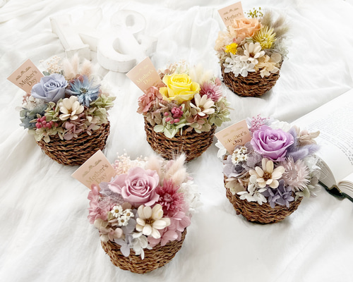 プリザーブドフラワーハー♡イチゴのペアバスケット♡ プリザーブドフラワーハー♡イチゴのペアバスケット♡