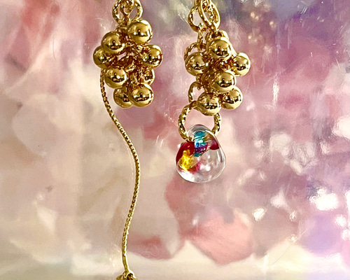 22粒ティアドロップビーズミニプラム&24粒STビーズ ピアス b4371d6a0e67fae8ff6aa117929819