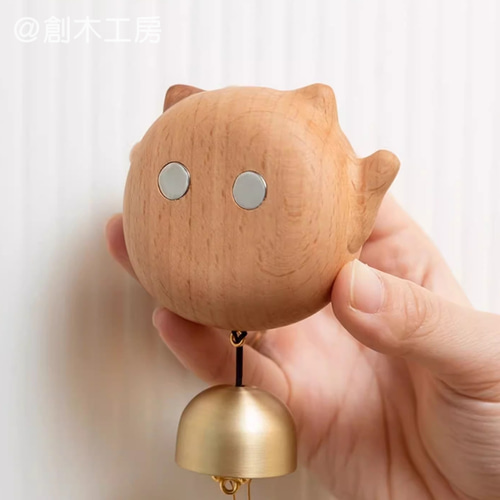 ドアベル　ねこ型 ドアベル ネコ 黒猫 木製 ドアチャイム 玄関チャイム 壁掛け