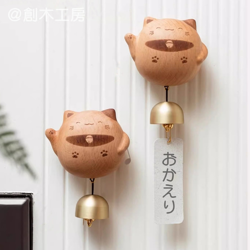 猫形ドアベル ブナ材 優しい音 ドアチャイム 新築 引越し 贈り物 木製