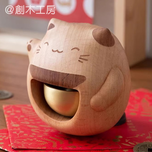 猫形ドアベル ブナ材 優しい音 ドアチャイム 新築 引越し 贈り物