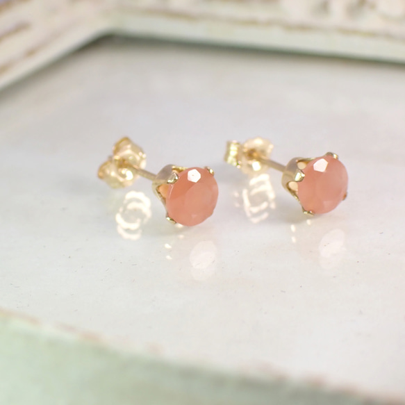5mm宝石質インカローズAAA（ファセットカット）☆4本爪ピアス ピアス 