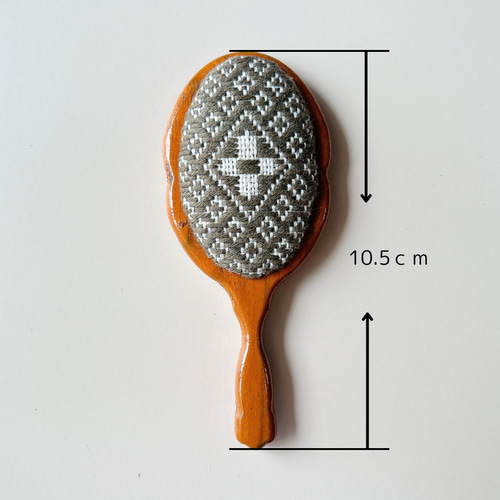 贈り物におすすめ♪】手鏡 木製 こぎん刺し『ウロコ』ネイビー 茶