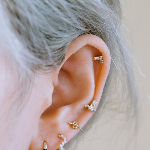 14K金 ゴールド 蛇 ヘリックス 軟骨 アンチトラガス アウター インナー