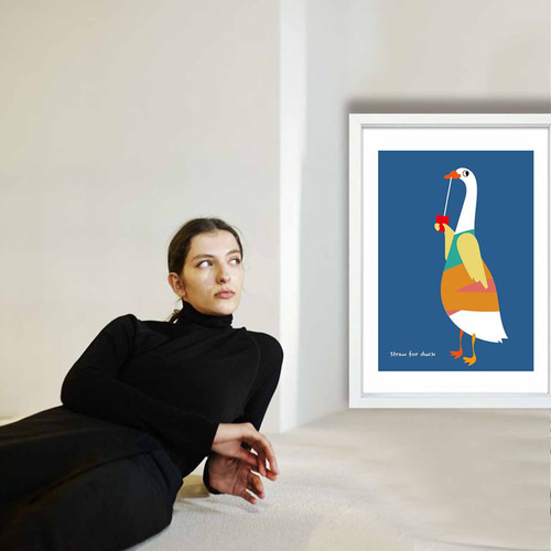 ストロー 鳥 イラスト ポスター A4 A3 A2 A1 アート アート