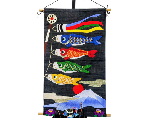 こどもの日】鯉のぼりのタペストリー、伊達政宗風の金太郎、刀、弓