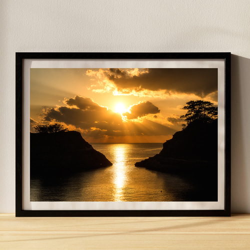 伊豆 堂ヶ島 夕景 インテリアアートポスター IVYL-112 夕日 海 風景