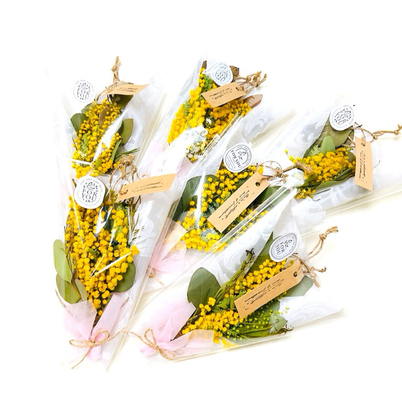 ミモザミニスワッグ　手のひらサイズ　タグ付き 18枚目の画像