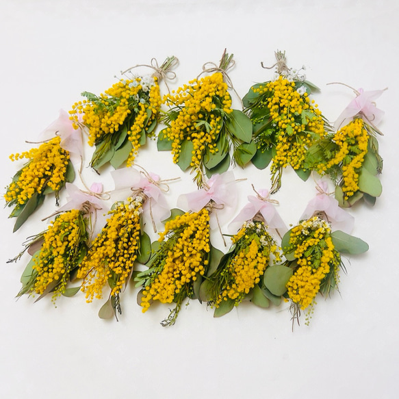 ミモザミニスワッグ　手のひらサイズ　タグ付き 14枚目の画像