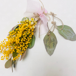 ミモザミニスワッグ　手のひらサイズ　タグ付き 2枚目の画像