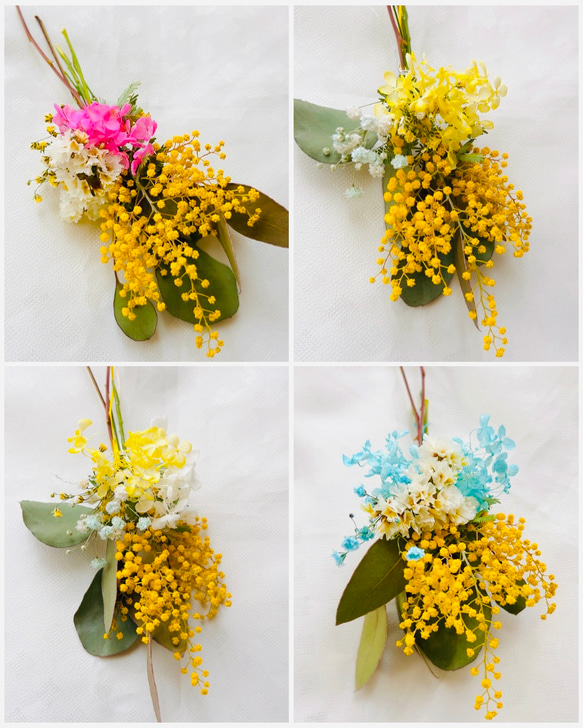 ミモザミニスワッグ　手のひらサイズ　タグ付き 7枚目の画像