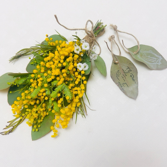 ミモザミニスワッグ　手のひらサイズ　タグ付き 1枚目の画像