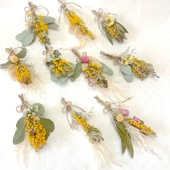 ミモザミニスワッグ　手のひらサイズ　タグ付き 6枚目の画像