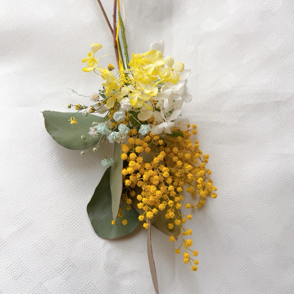 ミモザミニスワッグ　手のひらサイズ　タグ付き 11枚目の画像