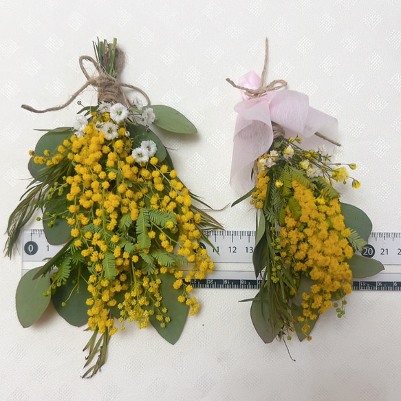 ミモザミニスワッグ　手のひらサイズ　タグ付き 5枚目の画像