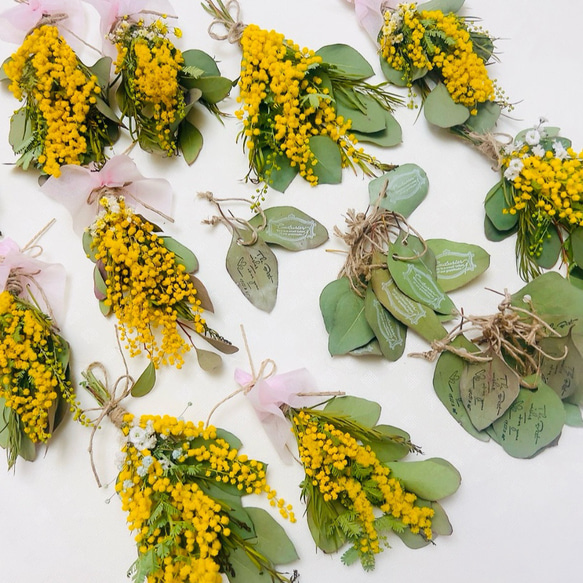 ミモザミニスワッグ　手のひらサイズ　タグ付き 3枚目の画像