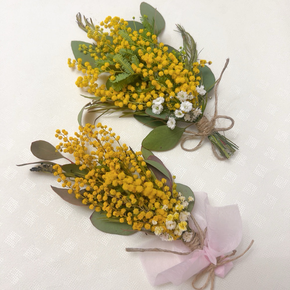 ミモザミニスワッグ　手のひらサイズ　タグ付き 13枚目の画像