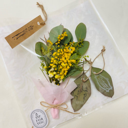 ミモザミニスワッグ　手のひらサイズ　タグ付き 15枚目の画像