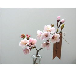 ✿【 粘土置物 】「あなたに寄り添う」大人かわいい桜の花枝（紫系くすみピンク）No.17 ／ Sサイズ・一輪挿しタイプ 15枚目の画像