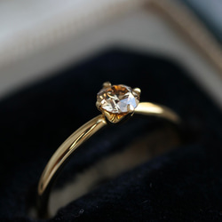 ブラウンダイヤモンド 0.325ct 4本爪×絞りアーム K18YGリング 7枚目の画像