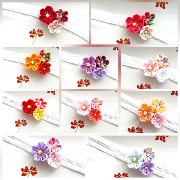 受注制作》つまみ細工ベビーヘアバンド 初節句 お宮参り 雑貨・その他  