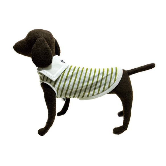 犬服　マリンボーダー　オリーブ 6枚目の画像