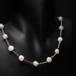 威尼斯穆拉諾琉璃珠項鍊  #GN0020 透明白 第1張的照片