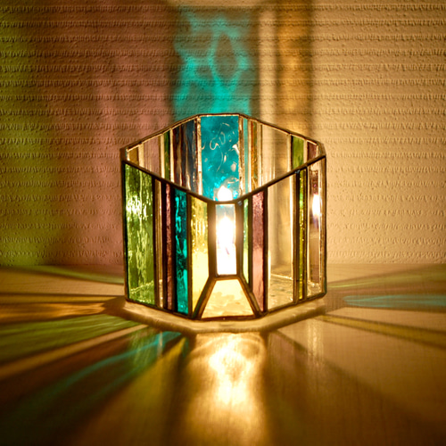 ストライプキャンドルホルダー A ステンドグラス キャンドル