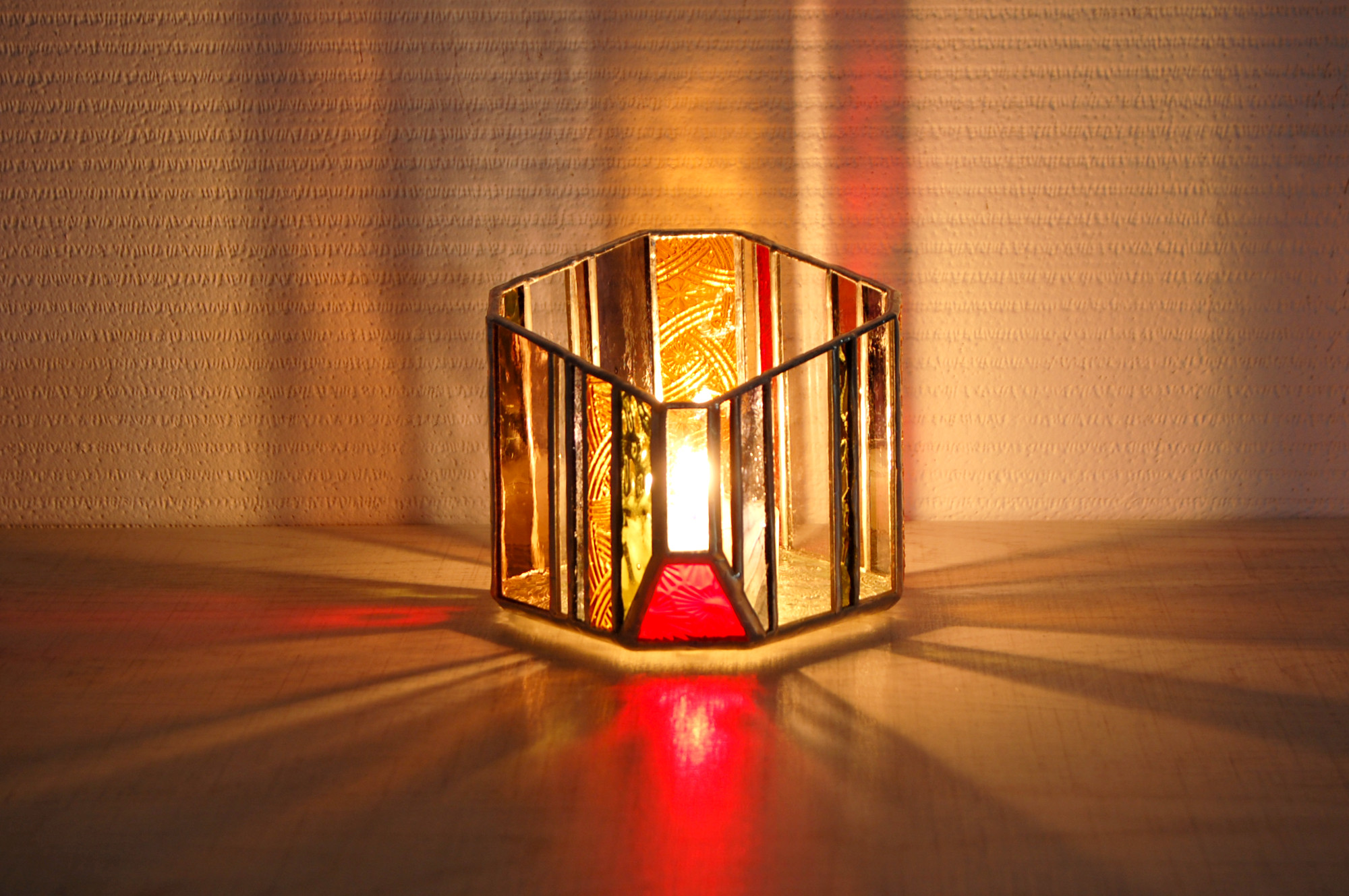 ストライプキャンドルホルダー B　ステンドグラス