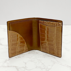 日本製　クロコダイル　超薄型　コンパクトウォレット　ミニ財布　エキゾチックレザー 6枚目の画像