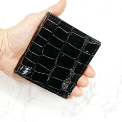 日本製 クロコダイル 超薄型 コンパクトウォレット ミニ財布