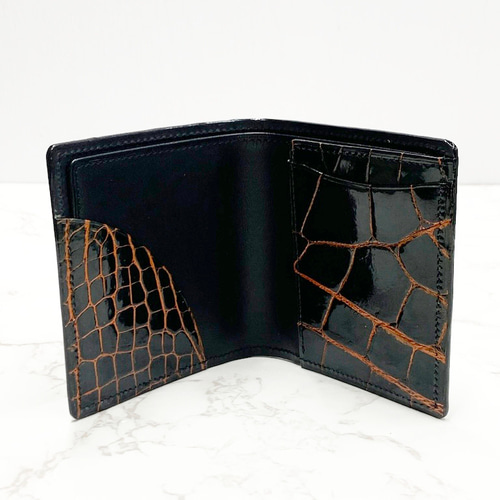日本製 クロコダイル 超薄型 コンパクトウォレット ミニ財布