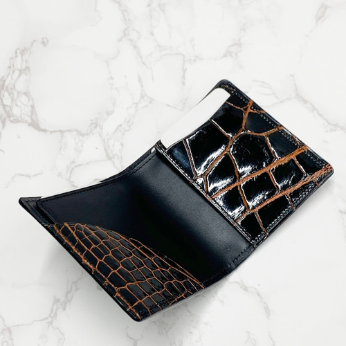 日本製 クロコダイル 超薄型 コンパクトウォレット ミニ財布