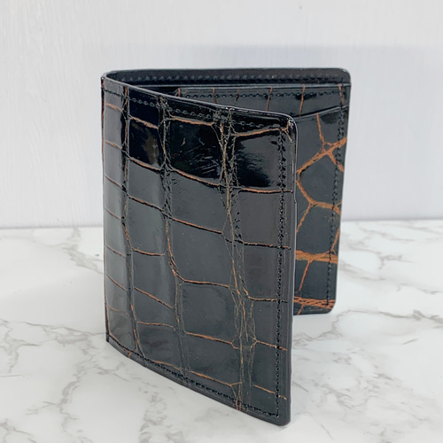 日本製 クロコダイル 超薄型 コンパクトウォレット ミニ財布