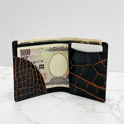 日本製　クロコダイル　超薄型　コンパクトウォレット　ミニ財布　エキゾチックレザー 4枚目の画像