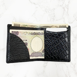 日本製　クロコダイル　マット仕上げ　超薄型　コンパクトウォレット　ミニ財布　エキゾチックレザー 5枚目の画像