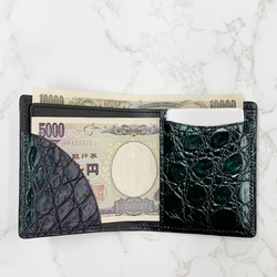 日本製　クロコダイル　マット仕上げ　超薄型　コンパクトウォレット　ミニ財布　エキゾチックレザー 3枚目の画像
