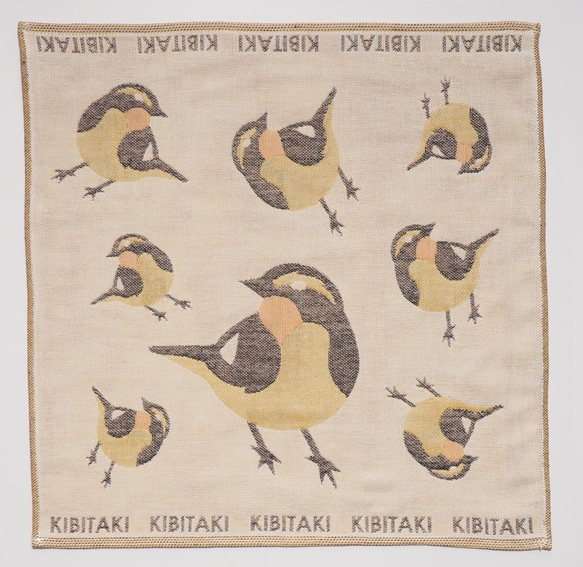 ToriTori大阪泉州製４重ガーゼハンカチ　キビタキ　サイズ34ｃｍ角　綿100％　大阪泉州製 2枚目の画像