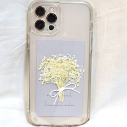 【全機種対応】スマートフォンインナーシート iPhoneカバー ケース スマホ 花 花束 ドライフラワー 紙 挟む 1枚目の画像