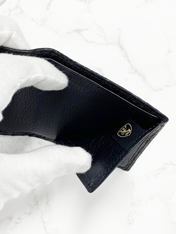 日本製　パイソン　マット仕上げ　超薄型　コンパクトウォレット　ミニ財布　エキゾチックレザー 6枚目の画像