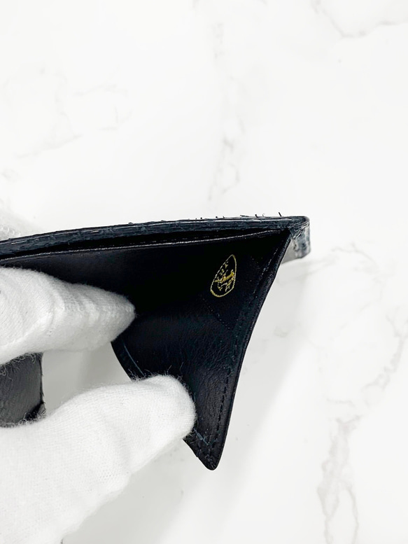 日本製　パイソン　マット仕上げ　超薄型　コンパクトウォレット　ミニ財布　エキゾチックレザー 8枚目の画像