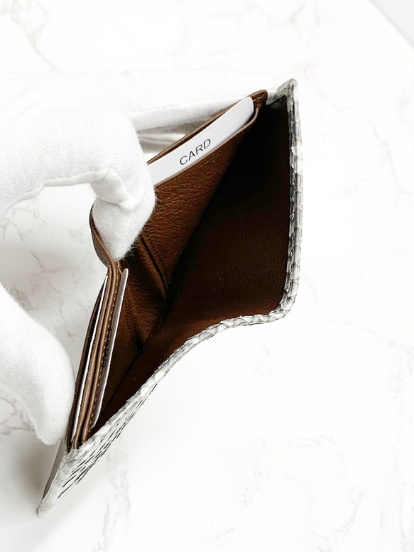 日本製　パイソン　超薄型　コンパクトウォレット　ミニ財布　エキゾチックレザー 6枚目の画像