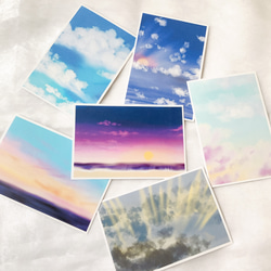 幻想　空　6枚セット　ポストカード　はがき　イラスト　デザイン　キレイ　景色　自然　雲 2枚目の画像