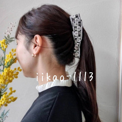 13㌢ インド刺繍リボンのバナナクリップ　バネ式　ヘアアクセサリー　セレモニー　オフィス　プレゼント 2枚目の画像