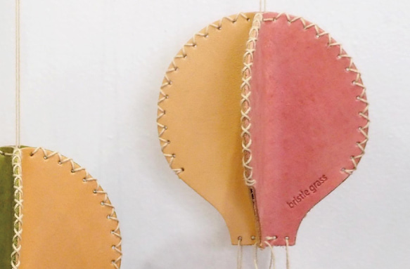 バルーンオブジェ 気球 本革 手縫い 革雑貨　40126 4枚目の画像