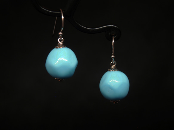 威尼斯穆拉諾琉璃珠耳環 #GE0062 水藍 第1張的照片