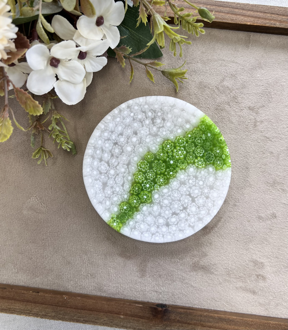 ベネチアングラス】ミルフィオリ 小皿 ベネチアングラス グリーン