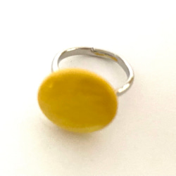 【イタリア製　ラメ・パール感　黄色　のリング】約15㎜ 4枚目の画像