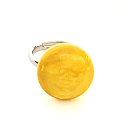 【イタリア製　ラメ・パール感　黄色　のリング】約15㎜ 5枚目の画像